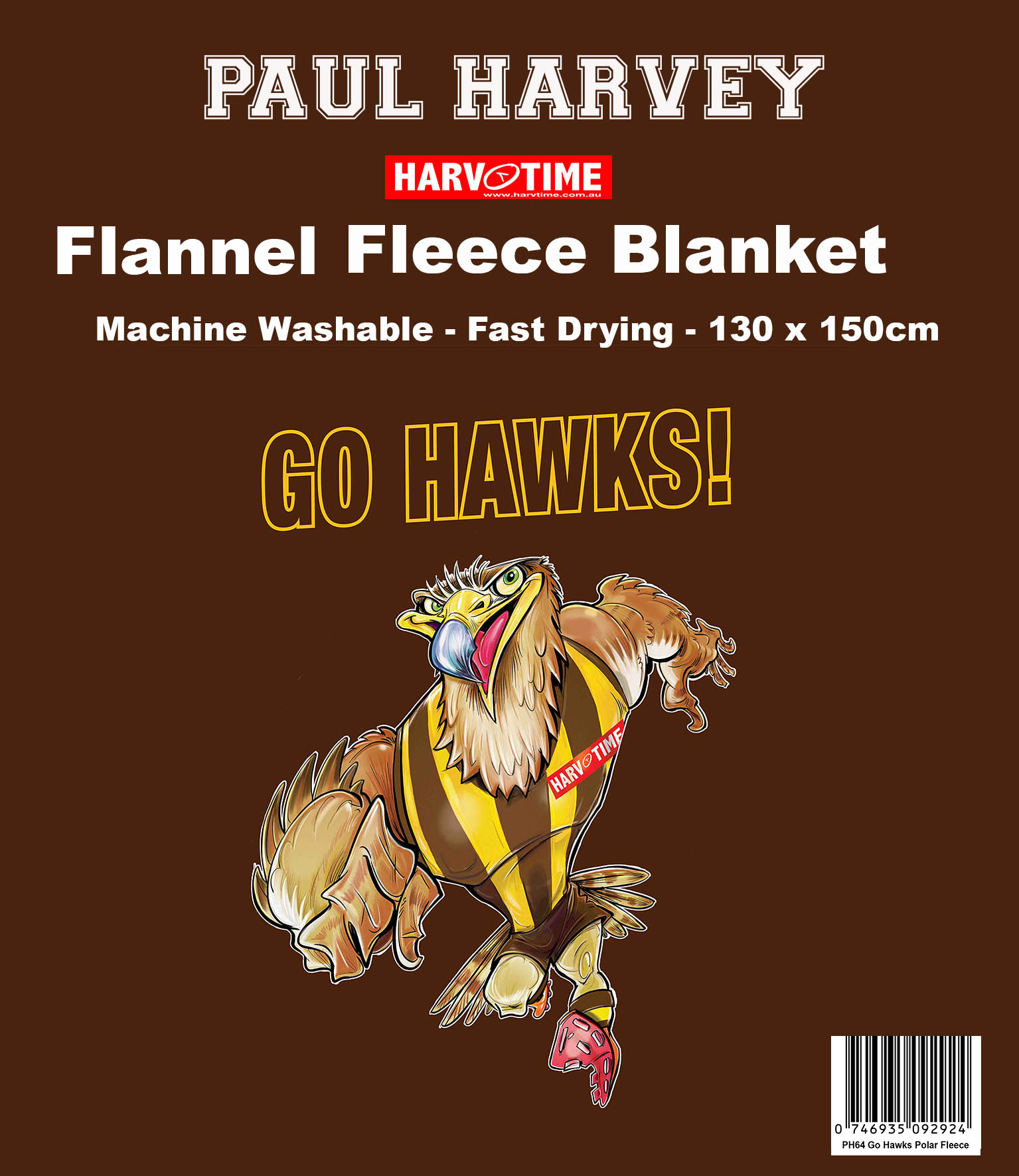 Go Hawks Flannel Fleece Blanket Art by Paul Harvey