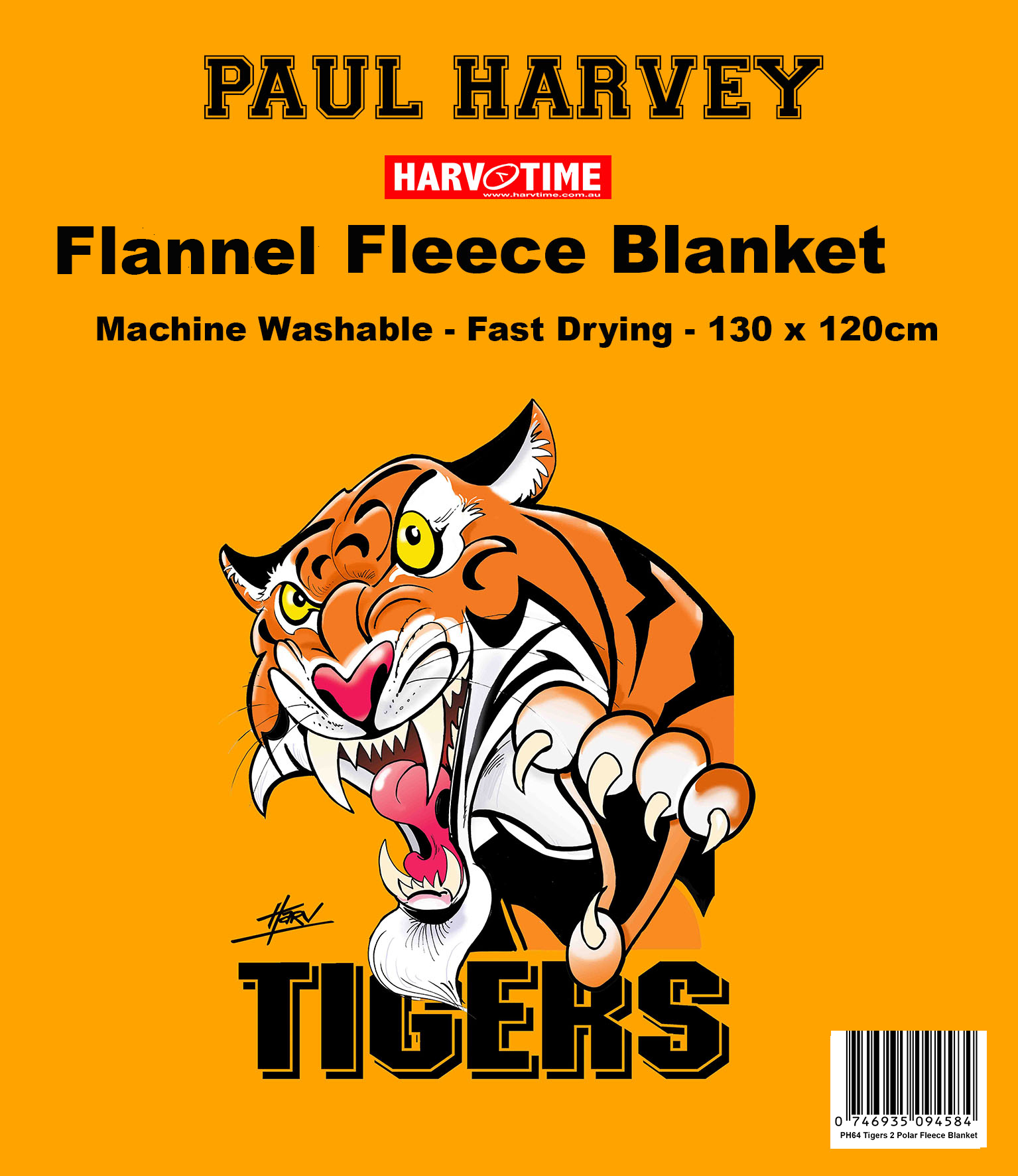 Tigers Flannel Fleece Blanket Art by Paul Harvey