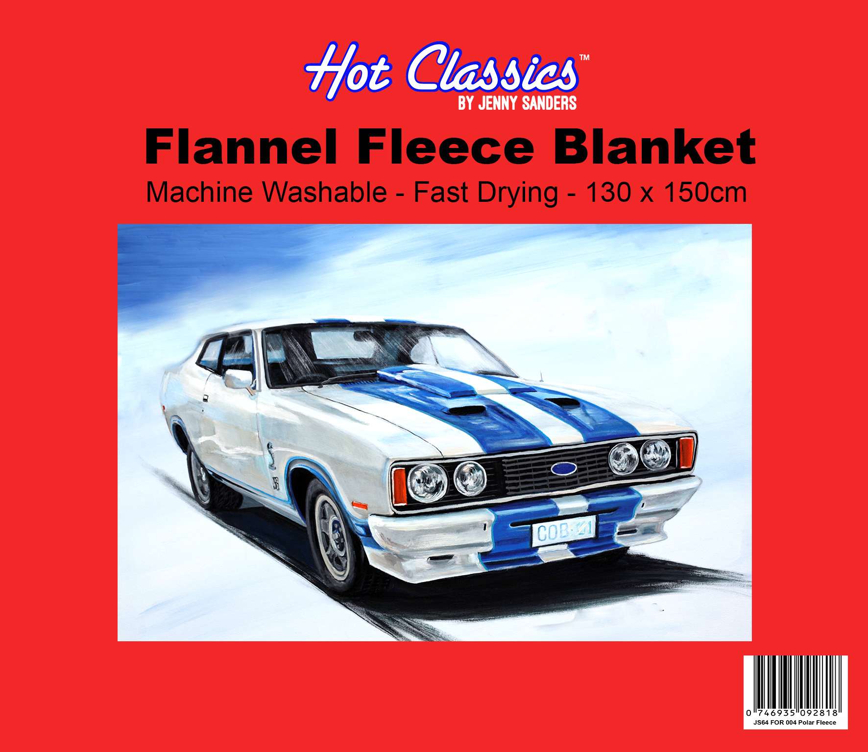 Ford Cobra Flannel Fleece Blanket Art by Jenny Sanders